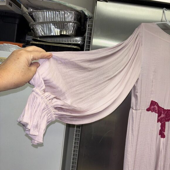 Free People L Perfect Morning One Piece Jumpsuit Pink Lace V Neck Long Sleeve - Picture 14 of 16